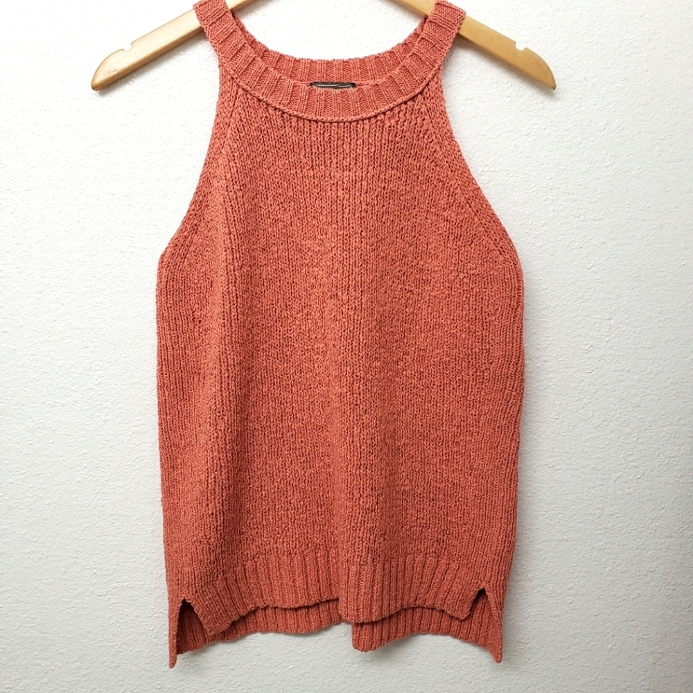 J. Crew Point Sur Coral Orange Sleeveless Sweater Top Size S